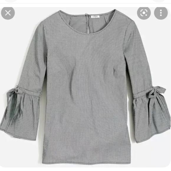 J Crew Factory Micro Gingham Bell Sleeve Top Size M - Picture 1 of 7